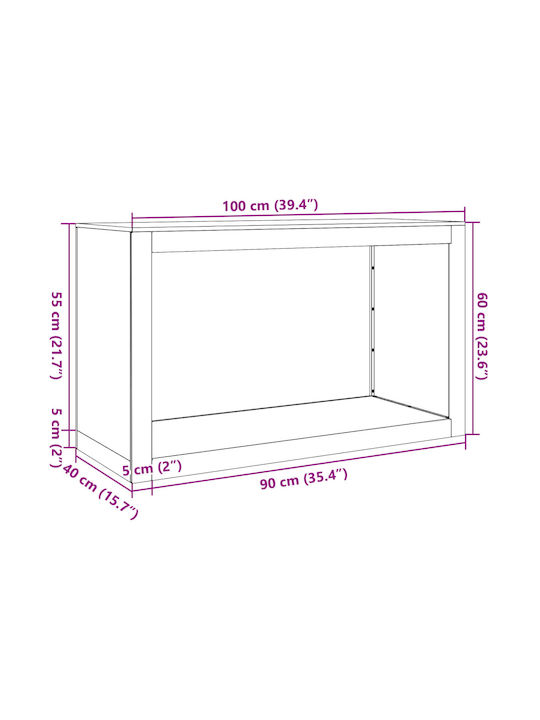 vidaXL Дърво Рафт Съхранение на Дърва 100x40x60см Сив