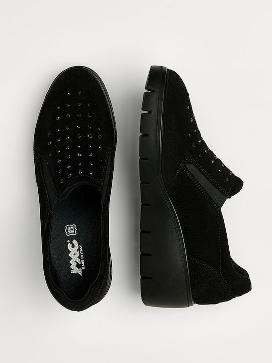 Ανατομικά Γυναικεία Slip-On Δερμάτινα Μαύρα