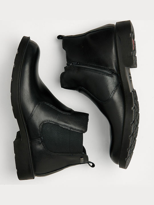 Leder Schwarz Chelsea Stiefeletten Wasserdicht Anatomisch