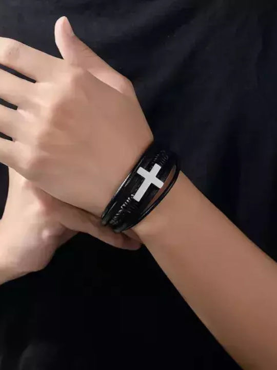 Bode Herren Armband Identität mit Kreuz Design aus Leder