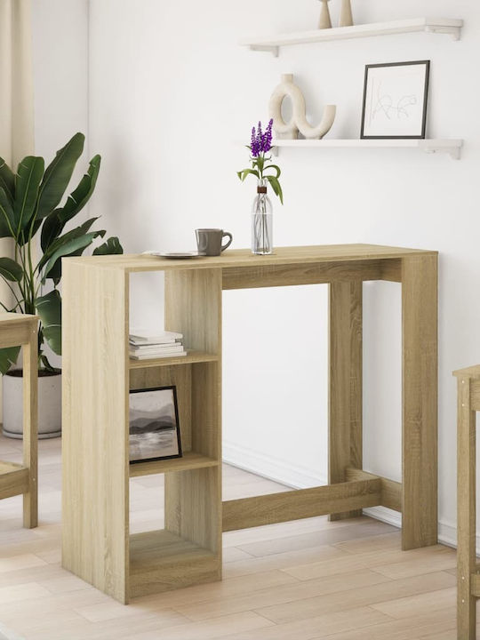 Table Bar Wooden with Cement Frame Coffee 124x46x103.5cm