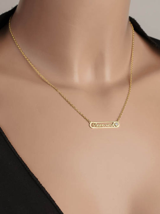 Dio Jewellery Lab Necklace from Gold Plated Silver with Zircon and Name Option