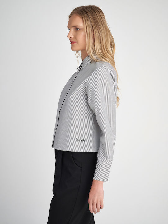 Luisa Women's Striped Long Sleeve Shirt Gray