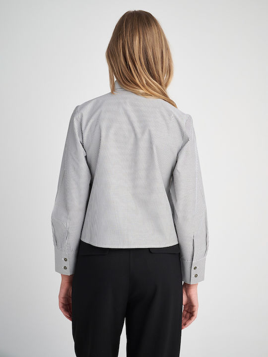 Luisa Women's Striped Long Sleeve Shirt Gray