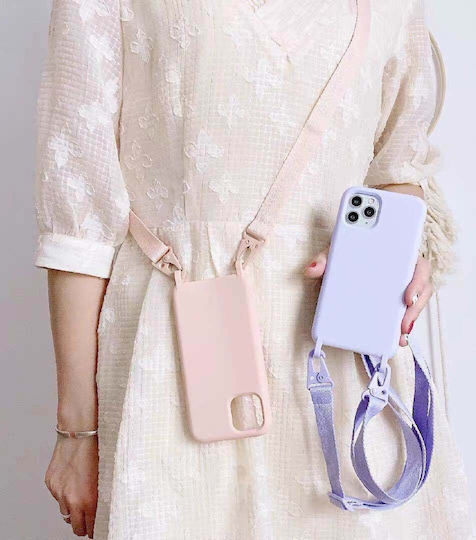 Sonique Carryhang Liquid Strap Задна корица Силикон 0.5мм с Каишка Светлосин (iPhone 11)