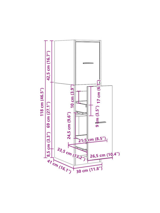Schublade Büro Coffee 30x41x118cm