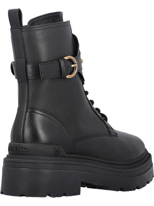 Mia 07 Leder Stiefeletten Damen Schwarz