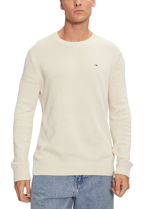 Tommy Hilfiger Neck Pulover Bărbătesc cu Mânecă Lungă beige