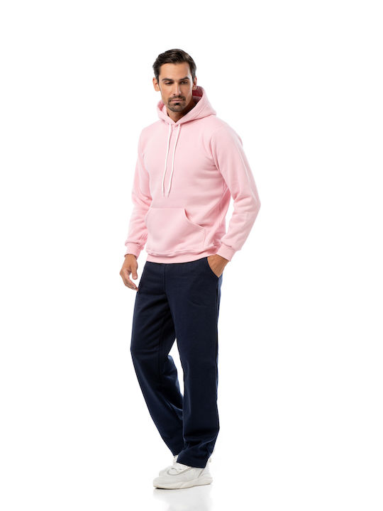 Bodymove Herren Sweatshirt mit Kapuze und Taschen Pink