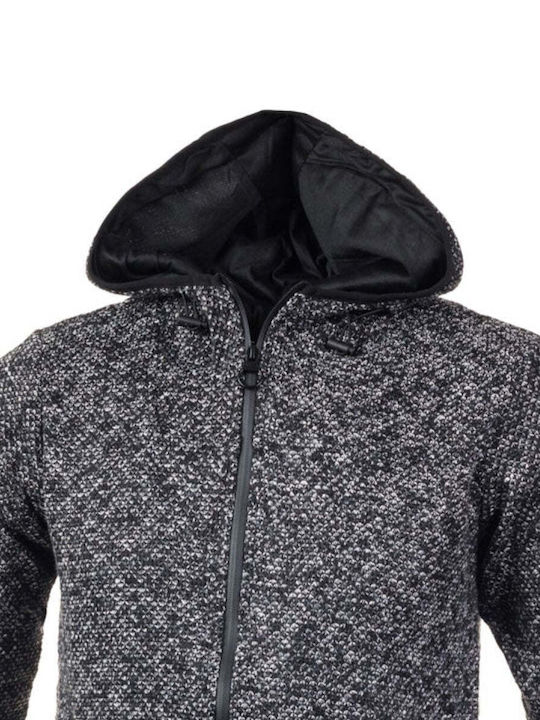 Senior Men's Sweatshirt Jacket with Hood and Pockets Black