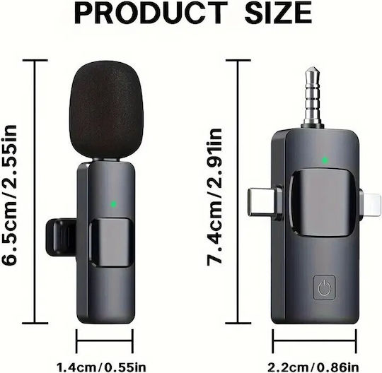 Apexel Μικρόφωνο USB Πέτου, Clip On για Κινητό