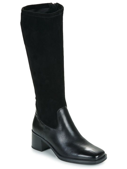 Caprice Leather Women's Boots Riding Black