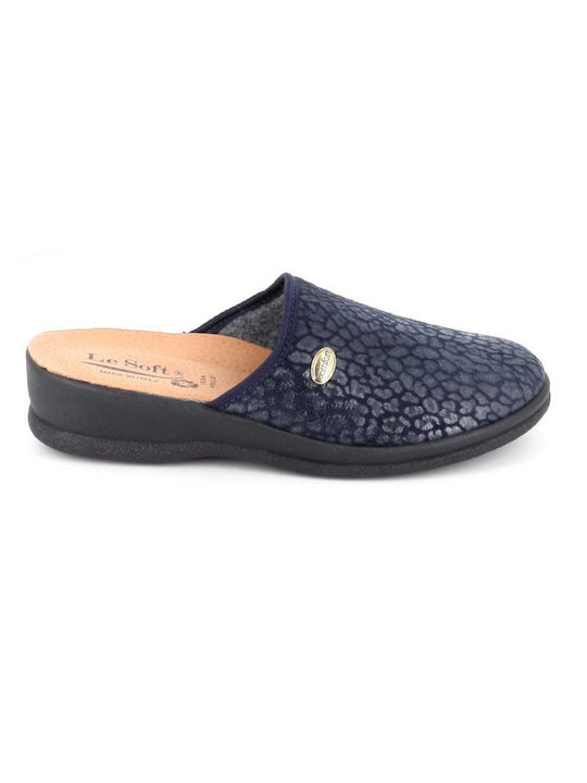 B-Soft Anatomical Leather Women's Slippers in Blue color