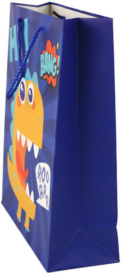 Navy Blue Dinosaur Paper Gift Bag 41.5cm x 30cm x 12cm