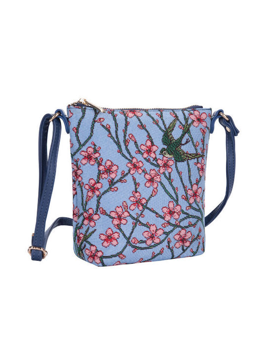 Signare Almond Blossom And Swallow Women's Bag Crossbody Light Blue