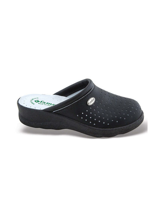 FAME Leder Clogs Schwarz