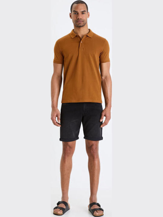 Polo Herrenbluse Kurzarm Dunkelbraun