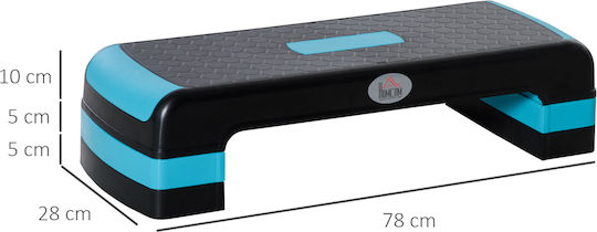 Homcom Step Fitness Aerobic Verstellbar 3 Höhen 10-15-20 cm Kunststoff Schwarz Blau
