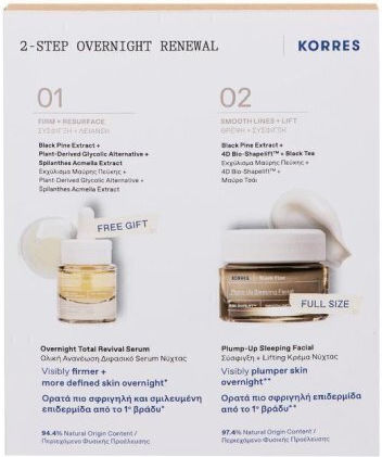 Korres Black Pine Overnight Renewal Skin Care Set for Firming Overnight Renewal 2pcs