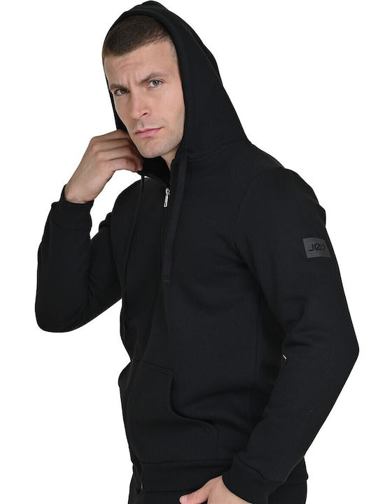Cardigan Fleece pentru Bărbați cu Glugă Black