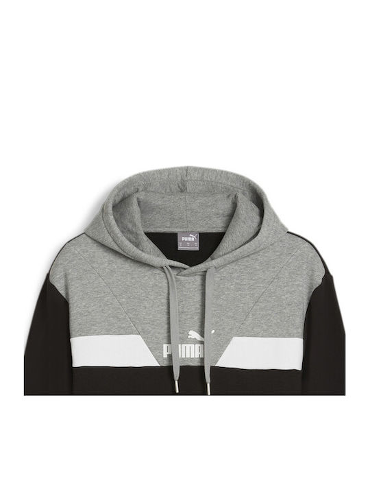 PUMA M Power Colorblock Sweatshirt für Herren Schwarz mit Kapuze