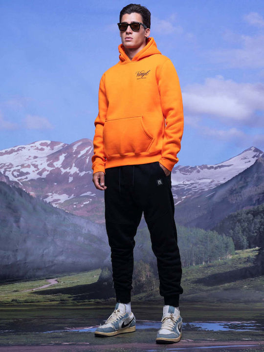 Vinyl Art Clothing Men's Sweatshirt with Hood and Pockets Orange