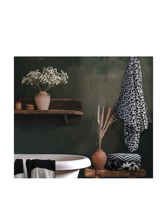 Nef-Nef Homeware Πετσέτα Σώματος Tsitar 70x140εκ. Grey/Black Βάρους 550gr/m²