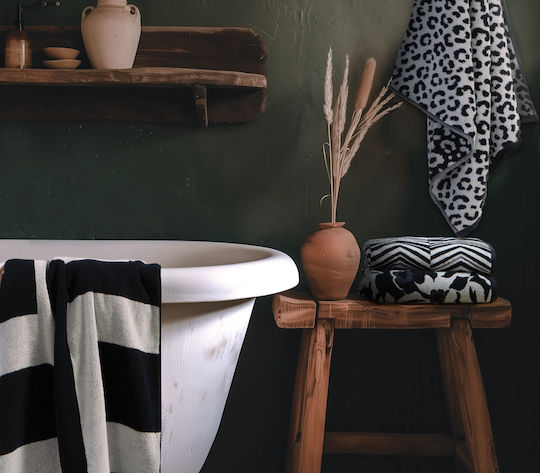 Nef-Nef Homeware Кърпа за лице Blossen 50x90см. Grey/Black Тегло 550гр/кв.м