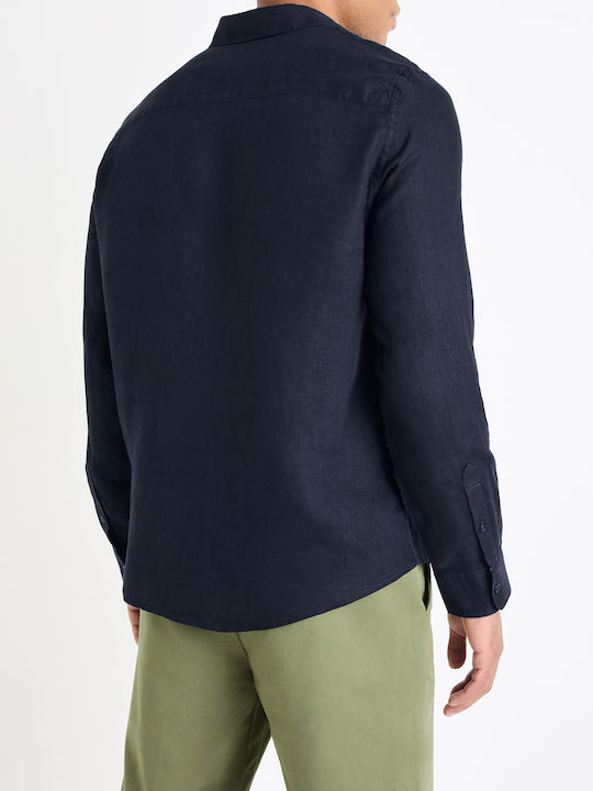 Daflix Long-sleeved Linen Shirt Navy