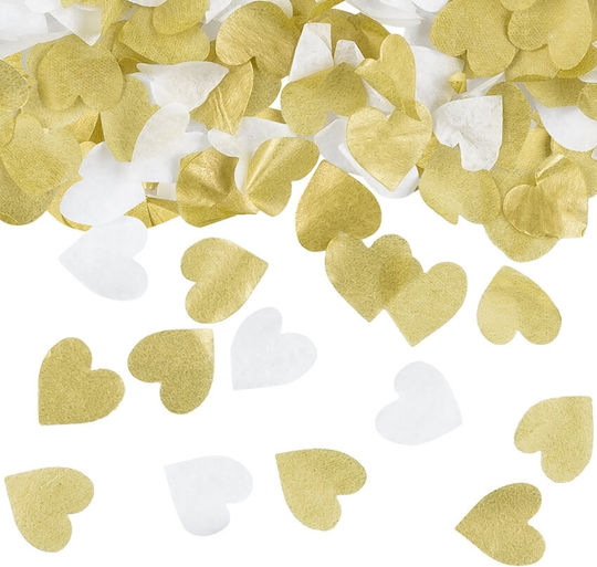 Popper Confetti Inimi din Hârtie Aurii & Albe 35cm