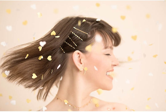 Popper Confetti Inimi din Hârtie Aurii & Albe 35cm
