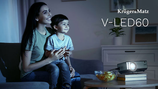 Kruger & Matz KM0371-FHD Proiector LCD Full HD LED cu Wi-Fi și Difuzoare Incorporate Gri