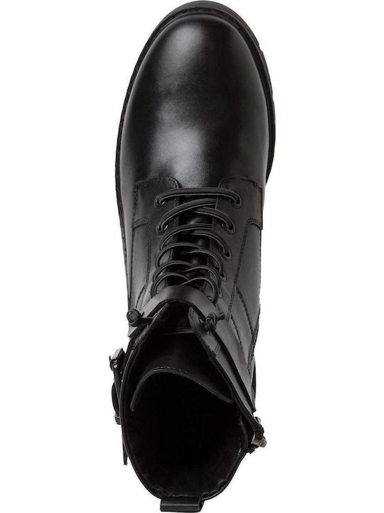 Leather Women's Ankle Boots with Medium Heel Black