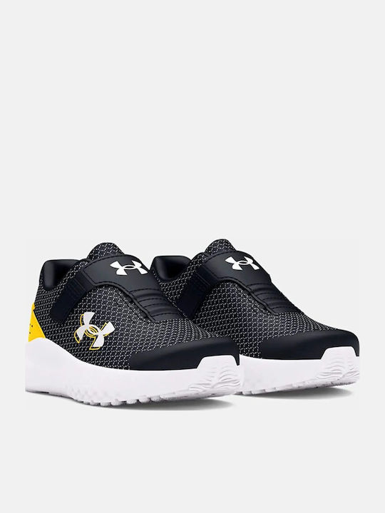 Ua Binf Surge 4 Ac Kids Sports Shoes Running with Hoop & Loop Closure Black