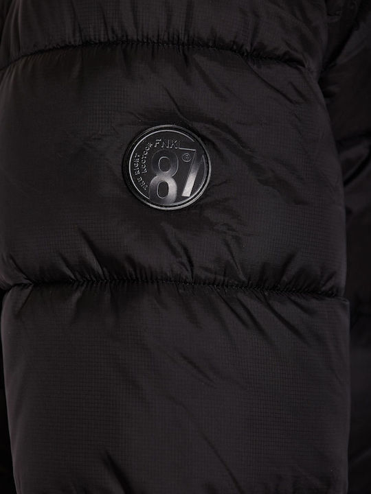 Women's Short Puffer Jacket for Winter with Hood Black