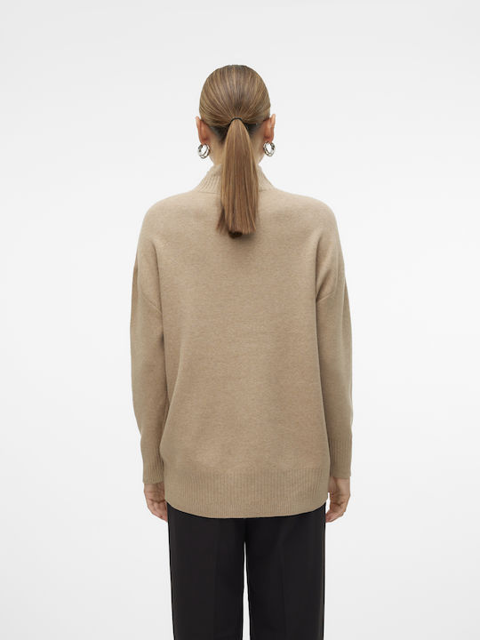 Damen Langarm Pullover Rollkragen Brown