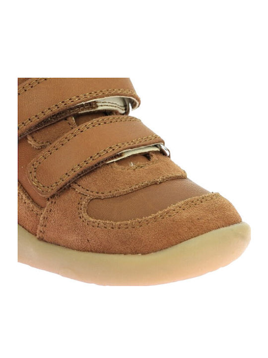 Leather Kids Boots with Velcro Brown