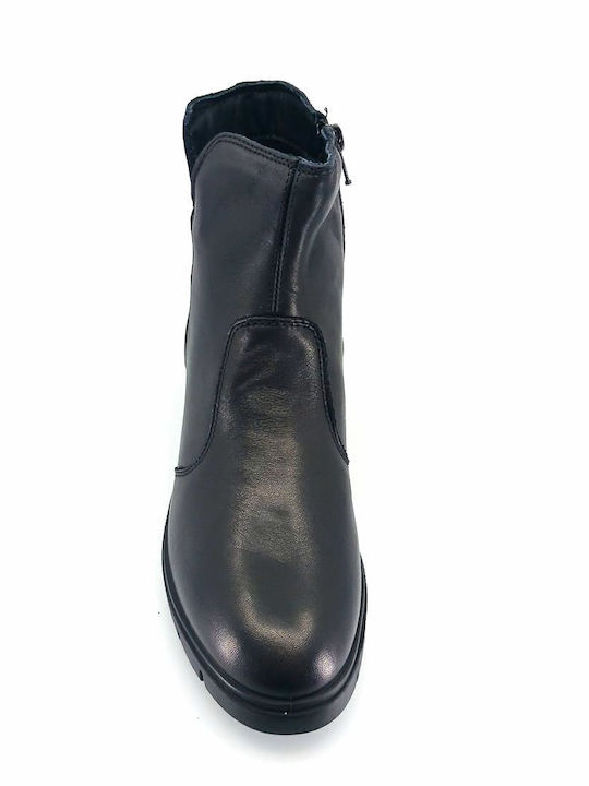 Leder Stiefeletten Damen Schwarz
