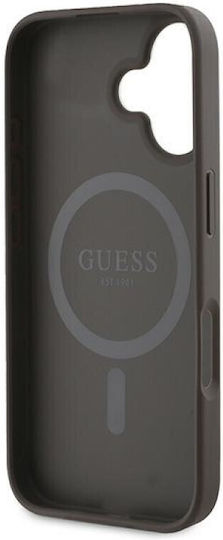 Guess 4g Printed Stripes Back Cover Synthetic Leather / Plastic Durable Brown (iPhone 16 Pro Max)