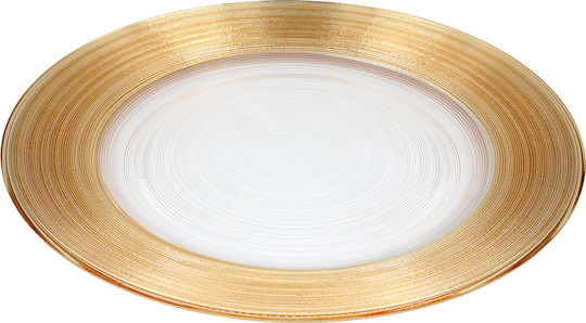 Keskor Διακοσμητική Πιατέλα Γυάλινη Χρυσή 33x33x2.2εκ.