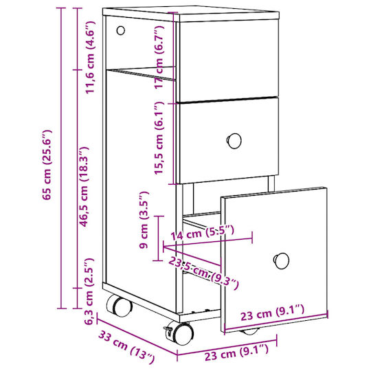 vidaXL Badezimmerschrank B23xT33xH65cm Sonoma