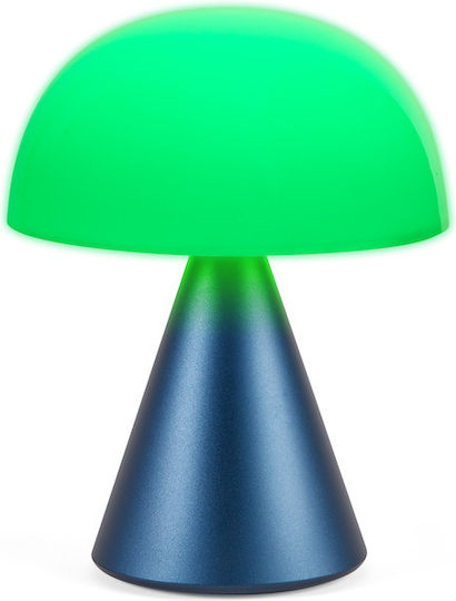 Lexon Metall Tischlampe LED mit Weiß Schirm und Blau Basis