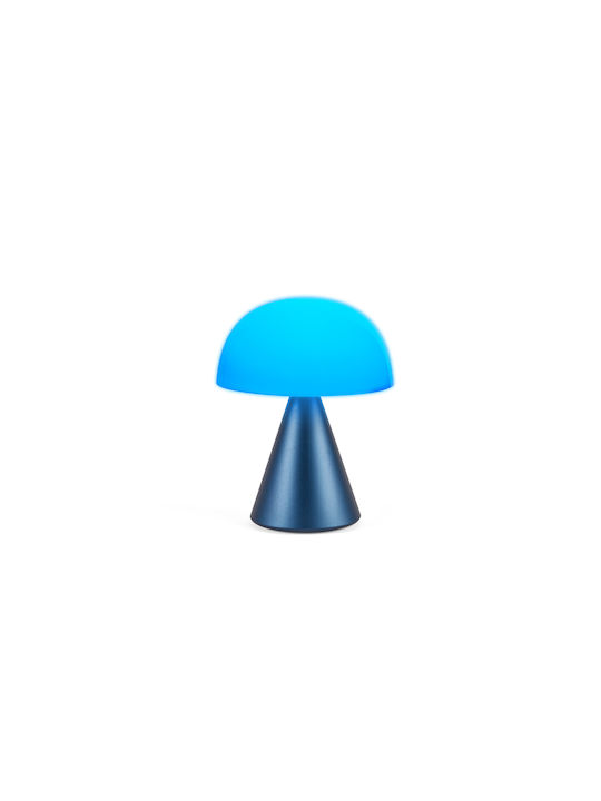 Lexon Metal Table Lamp LED with White Shade and Blue Base