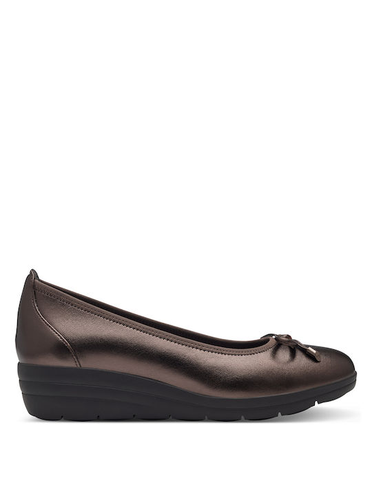 Tamaris Lederne Damen Ballerinas in Gold Farbe