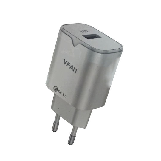 Vipfan Φορτιστής Χωρίς Καλώδιο με Θύρα USB-A 18W Λευκός (Vfan E03)
