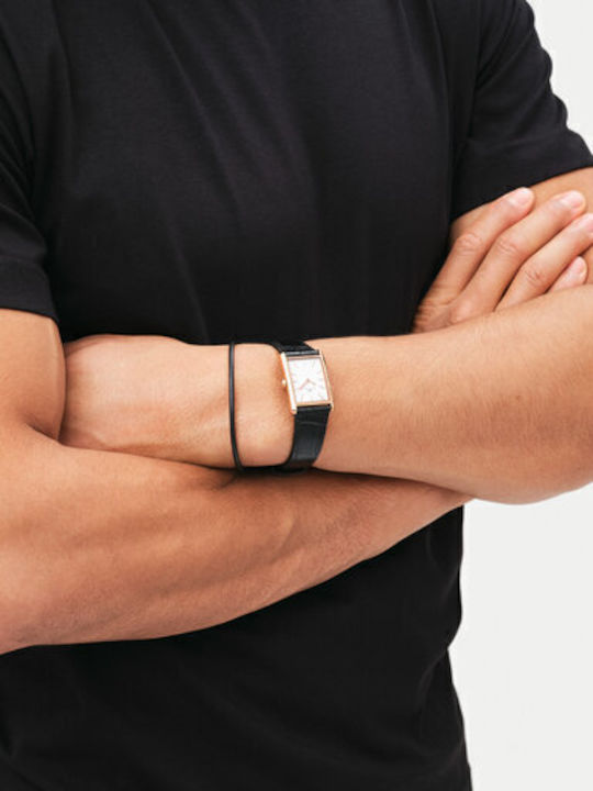 Daniel Wellington Bound Дамски Часовник 24мм Кварцов с Черна Кожена Каишка