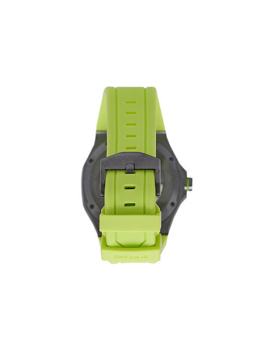 D1 Milano Skeleton Ανδρικό Ρολόι 42mm Αυτόματο με Πράσινο Καουτσούκ Λουράκι