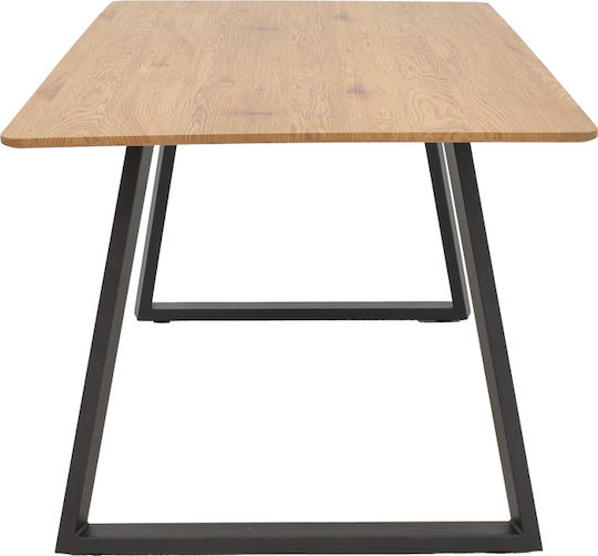Winor Маса за Трапезария Дървена с Метална Рамка Естествен, Черен 160x90x75см