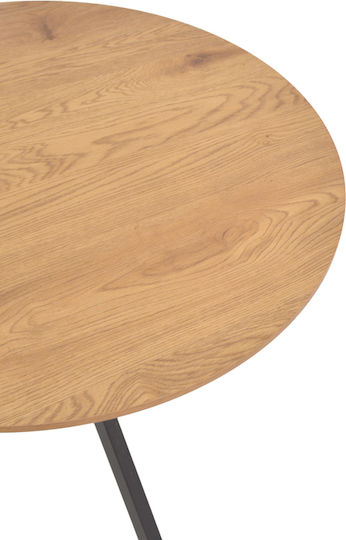 Xuson Round Table Dining Room Wooden with Metal Frame Natural, Black 80x80x75cm