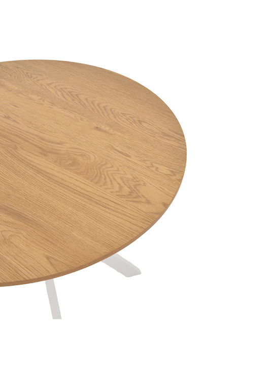 Xuson Round Table Dining Room Wooden with Metal Frame Natural, White 80x80x75cm